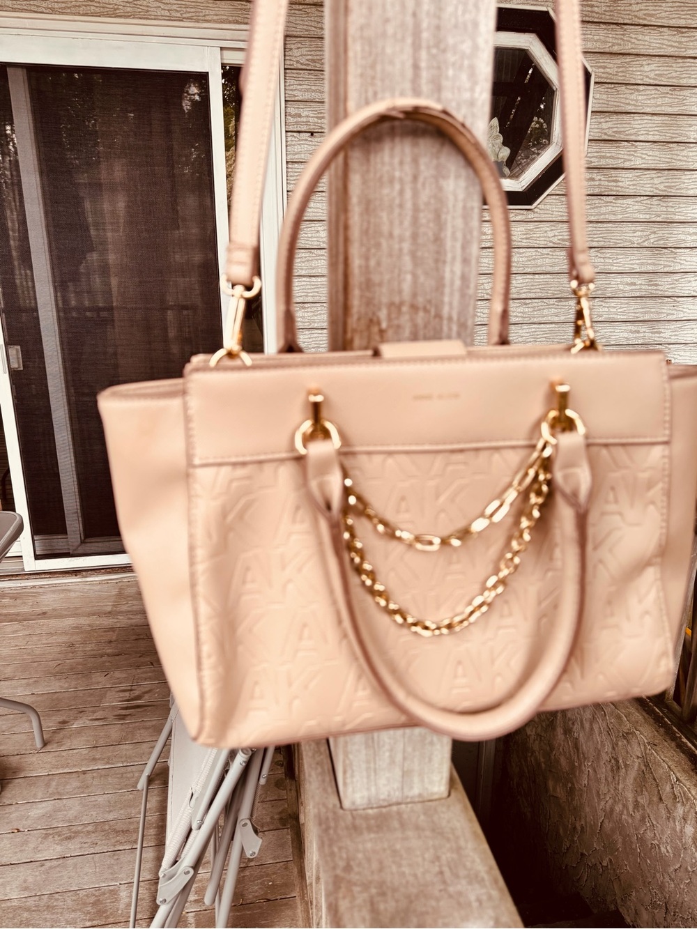 Anne Klein crossbody logo bag Taupe color